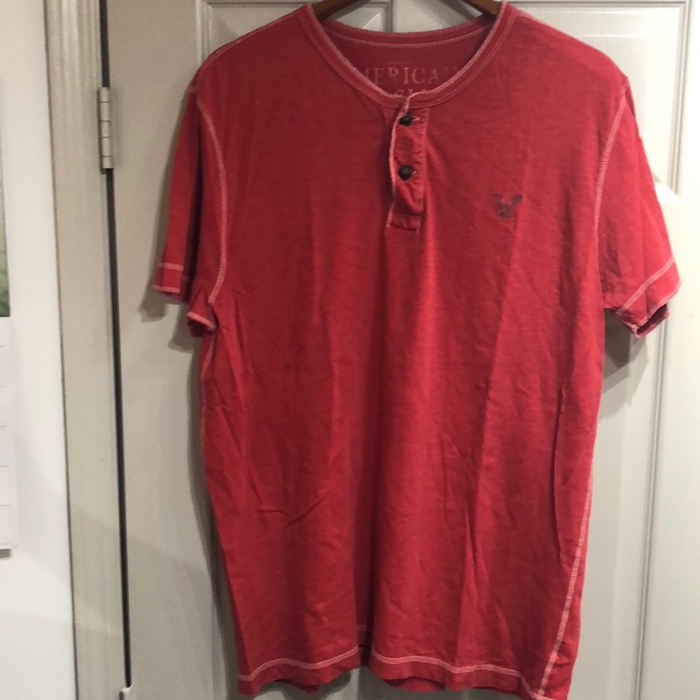 Men’s American Eagle Outfitters Red Button V Neck